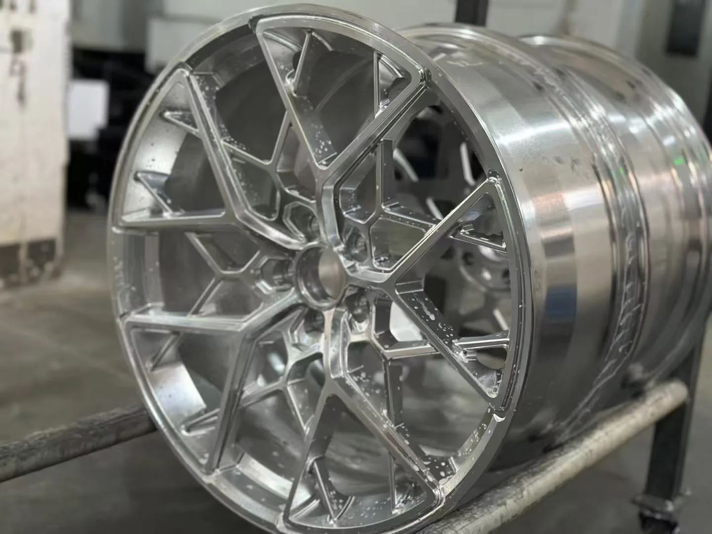 Forged wheel detail photographed at a partner production facility