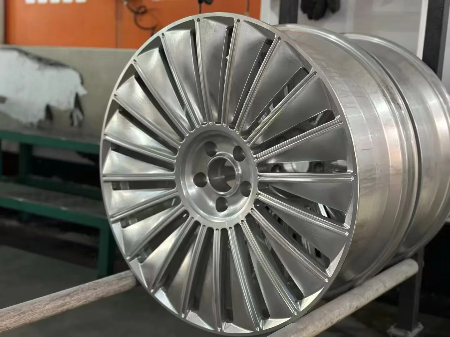 Multi-spoke detail at a partner wheel production facility